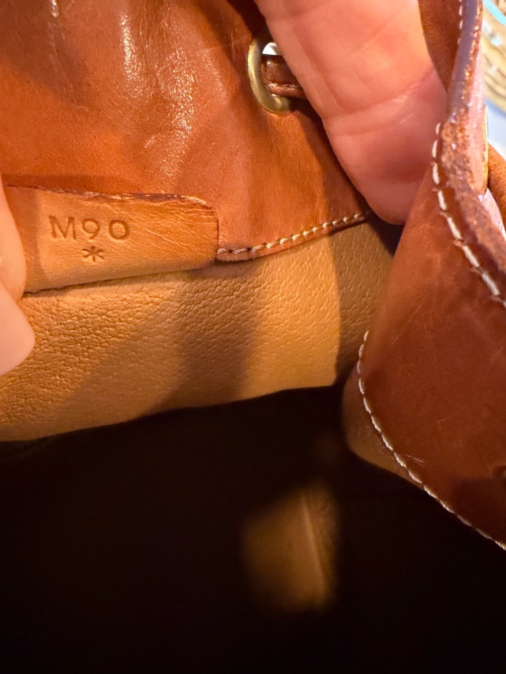 Celine Brown Monogram Leather-Trim Drawstring Bucket Bag - Picture 6 of 10